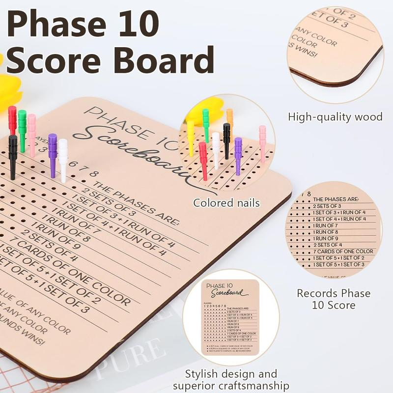 Wooden Phase 10 Score Board