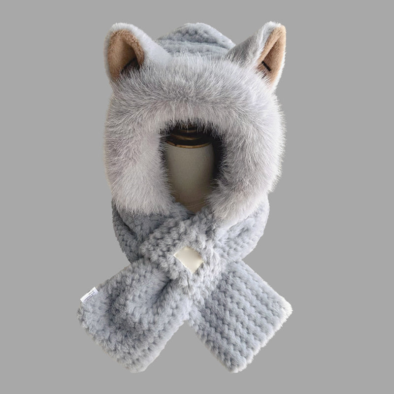 🦊Cute Fox Ears 2-in-1 Hat and Scarf🧣