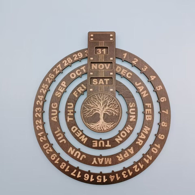 Wooden Rotating Circular Perpetual Calendar