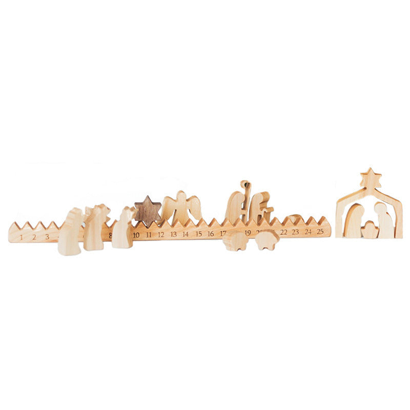 Wooden Christmas Day Calendar Jesus Ornaments