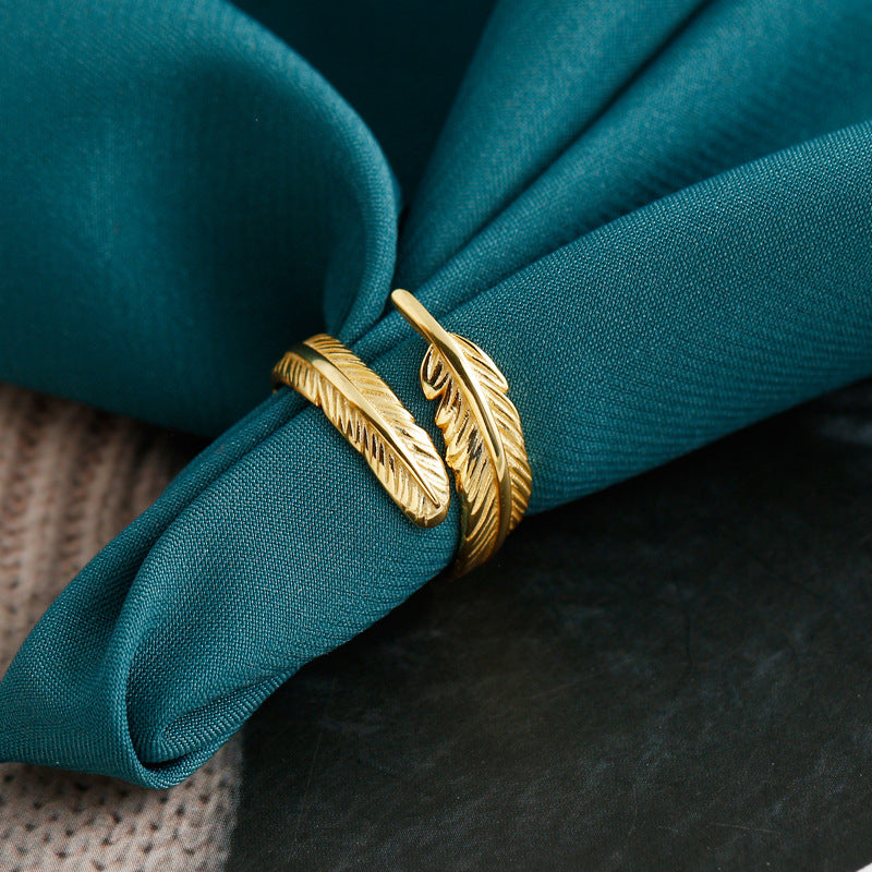 Adjustable Golden Plume Ring