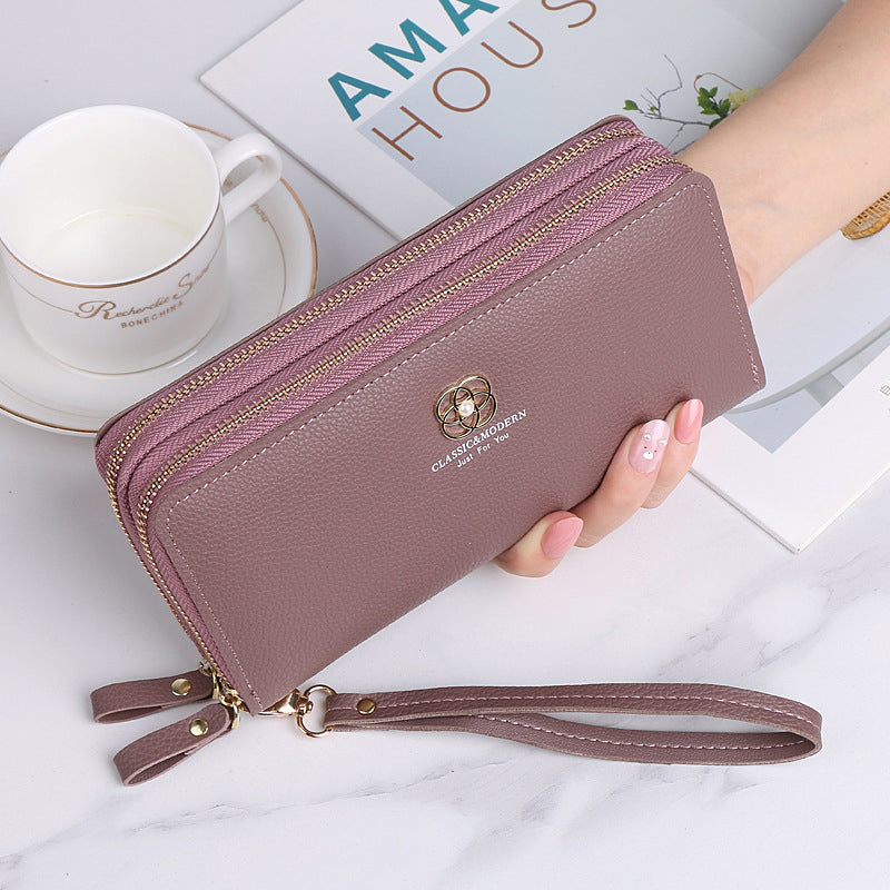 Long Double Zippers Clutch Bag