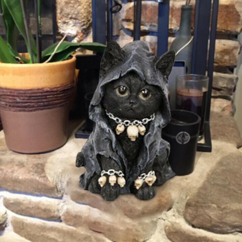 Gothic Cat Witch Grim Reaper Decoration