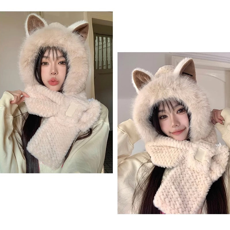 🦊Cute Fox Ears 2-in-1 Hat and Scarf🧣