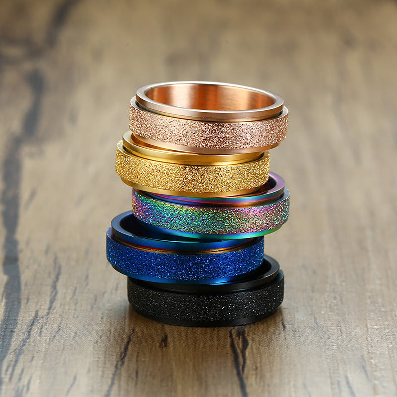 Sandblasted Revolving Fidget Ring