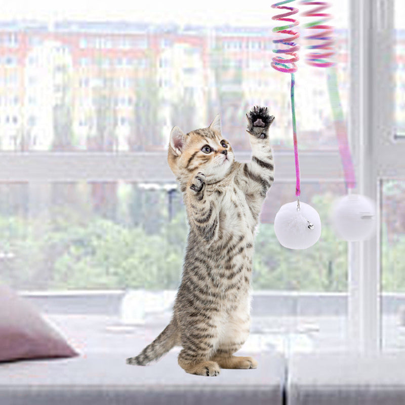 🎶💐Hanging Spring Plush Ball Cat Toy