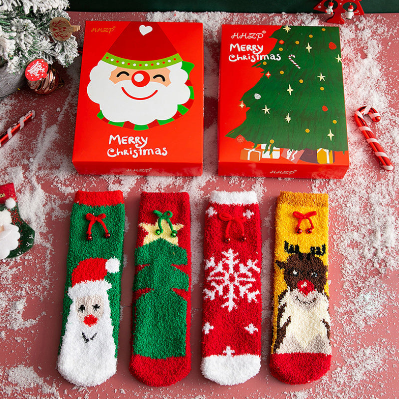 Coral Fleece Christmas Stocking Gift Box