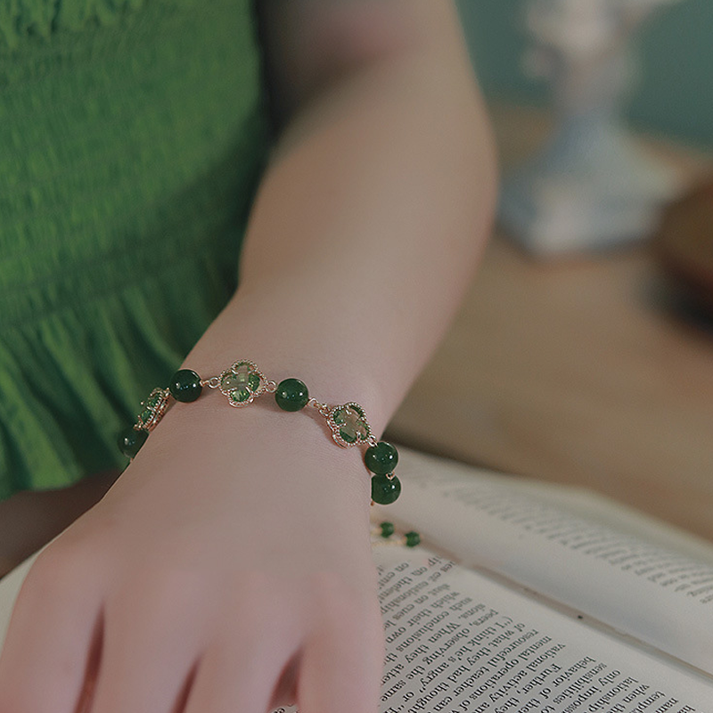 Four Leaf Clover Chalcedony Good Luck Bracelet