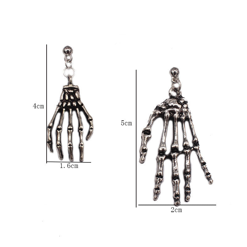 Women's Asymmetric Skull Hand Earrings