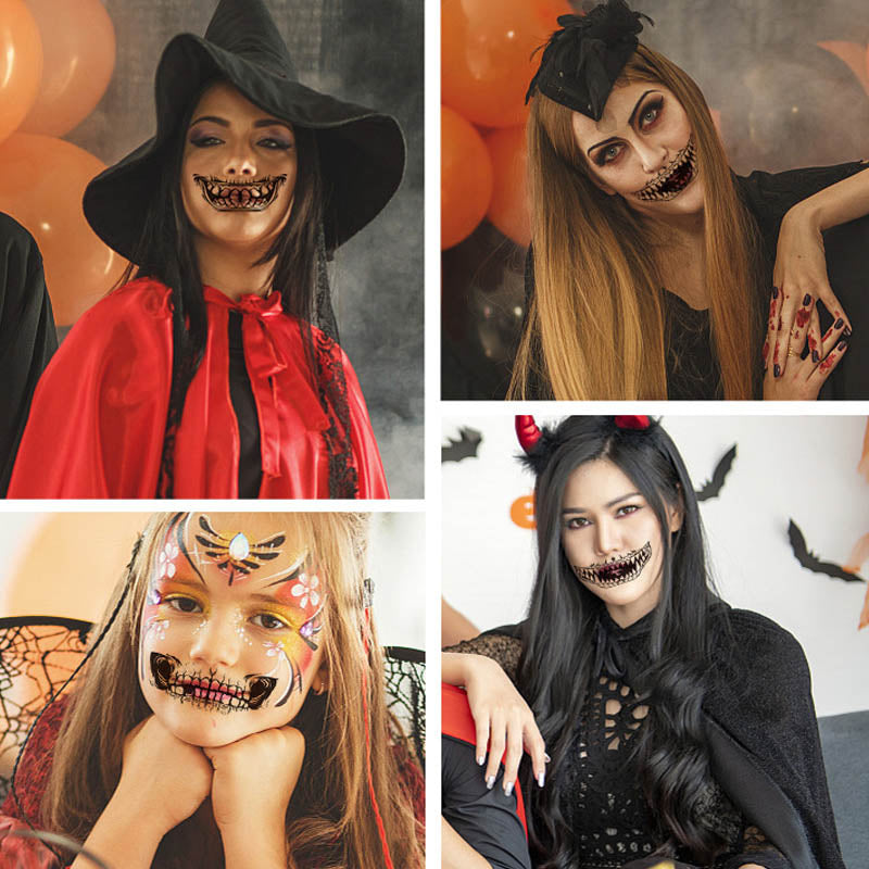 Halloween Prank Makeup Temporary Tattoo, 10 Pcs