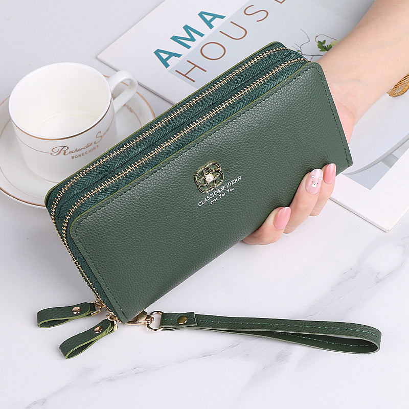 Long Double Zippers Clutch Bag