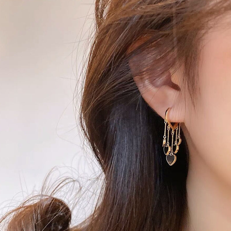 Black Long Tassel Earrings