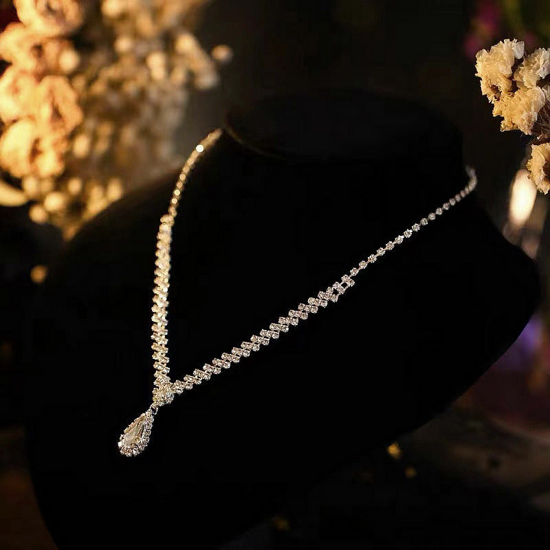 Exquisite Rhinestone Chain Necklace Set