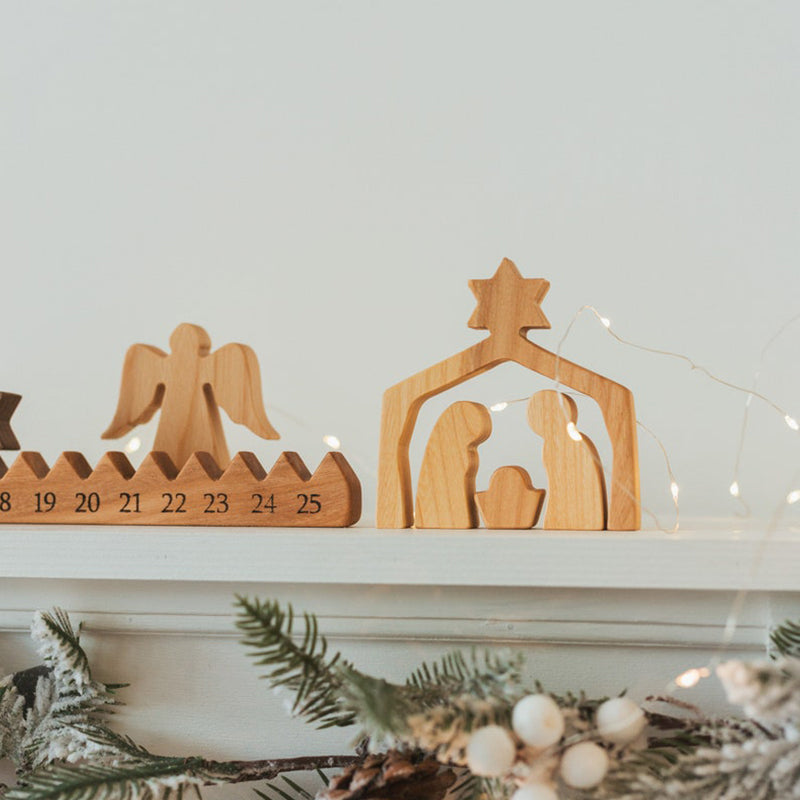 Wooden Christmas Day Calendar Jesus Ornaments