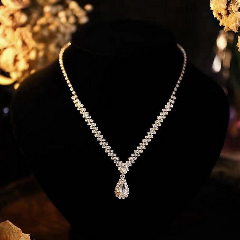 Exquisite Rhinestone Chain Necklace Set