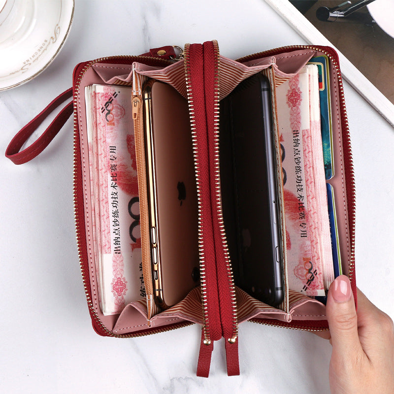 Long Double Zippers Clutch Bag