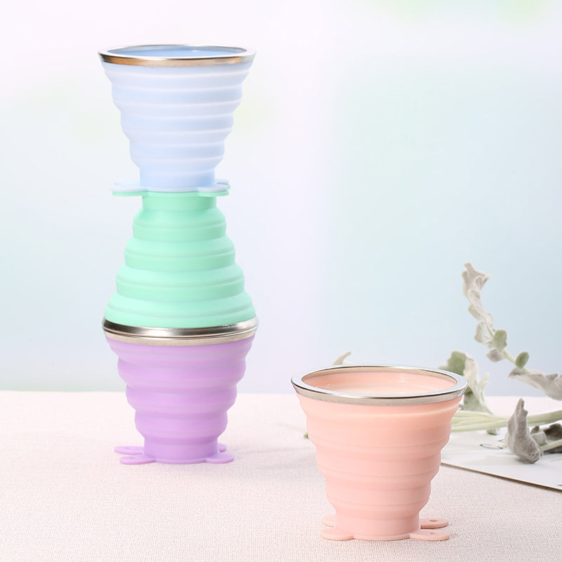 Silicone Folding Water Cups with Lids