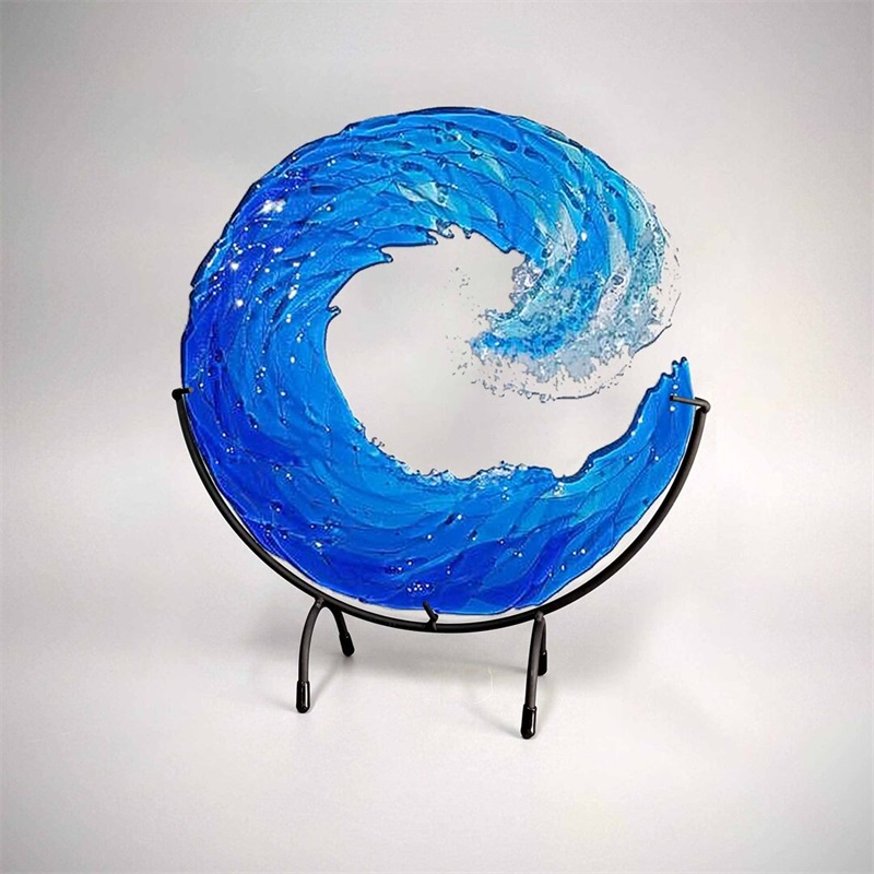 Ocean Wave Fused Glass Sculpture