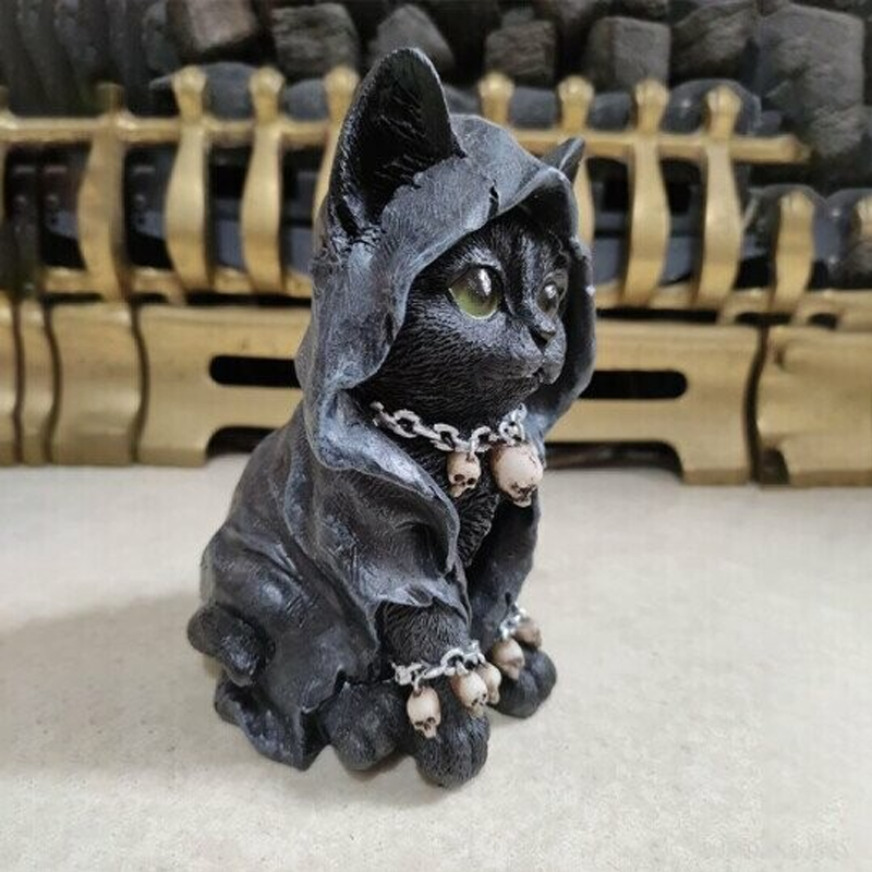 Gothic Cat Witch Grim Reaper Decoration