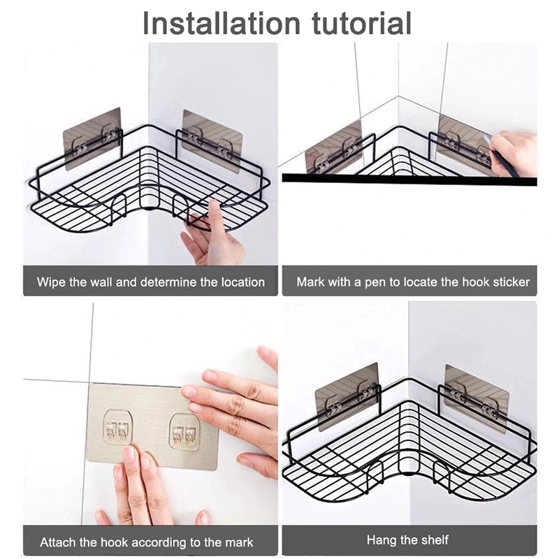 Drill Free Shelf- Adhesive Metal Corner Storage Rack