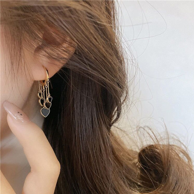 Black Long Tassel Earrings